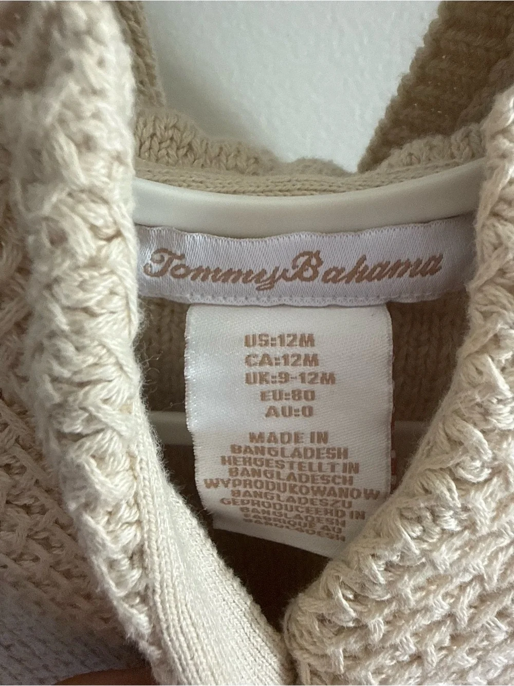 Tommy Bahama Cream Knit Hooded Baby Cardigan